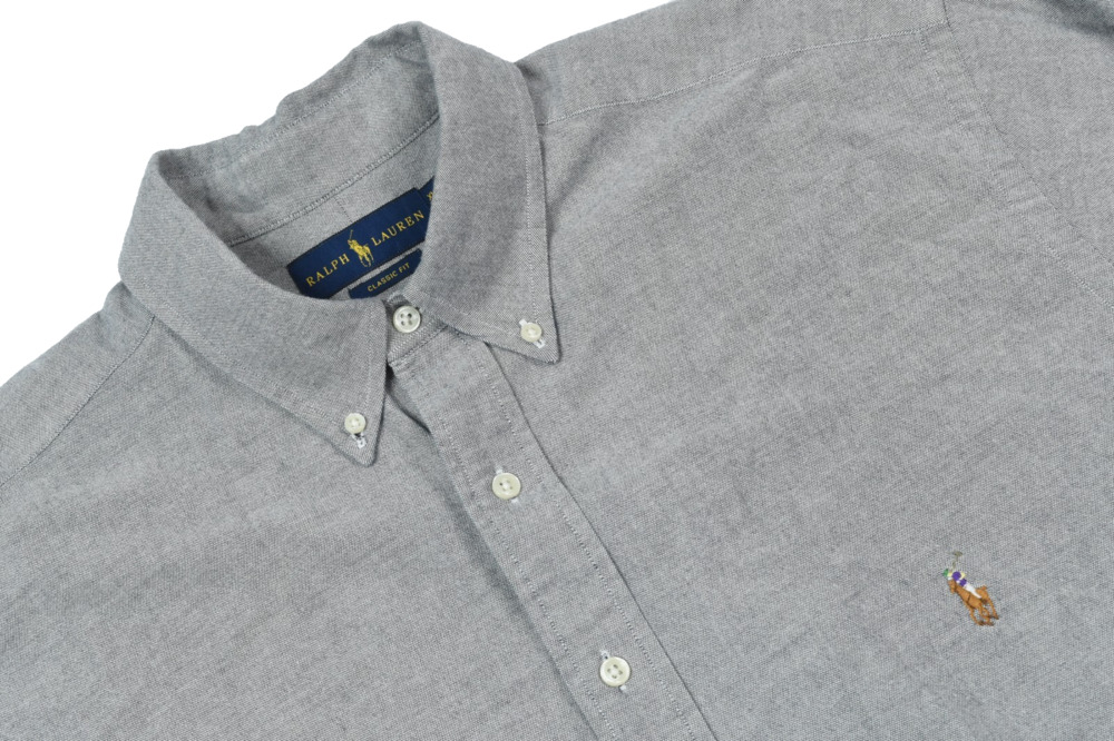 Ralph Lauren Oxford Shirt Mens XLT Gray Long Sleeve Button-Down Cotton Classic